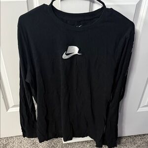 Nike Black Long Sleeve Tee with Silver Logo